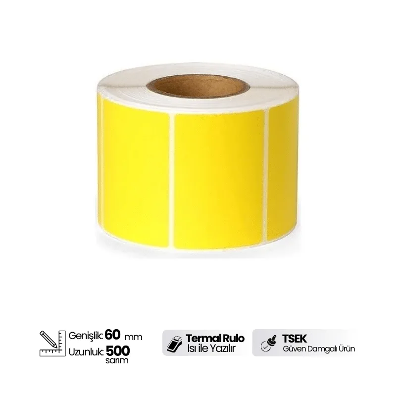 40x60mm Sarı Eczane İlaç Tarif Etiketi 500 Sarım