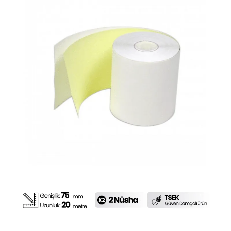75X20m 2 Nüsha Otocopy Rulo (75x40) TTS Taşıt Tanıma Rulosu, Adisyon Mutfak Rulosu